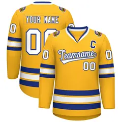 Gold White-Royal Classic Hockey Jersey 1