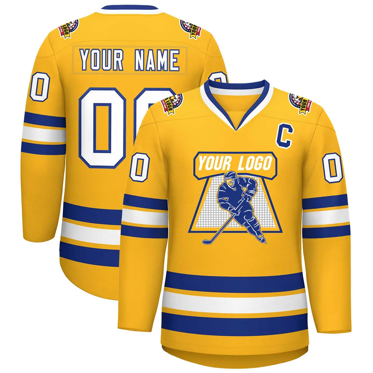 Gold White-Royal Classic Hockey Jersey