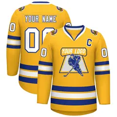 Gold White-Royal Classic Hockey Jersey 1