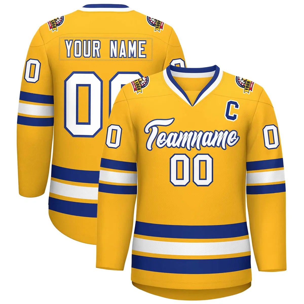 Gold White-Royal Classic Hockey Jersey