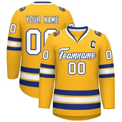 Gold White-Royal Classic Hockey Jersey 1