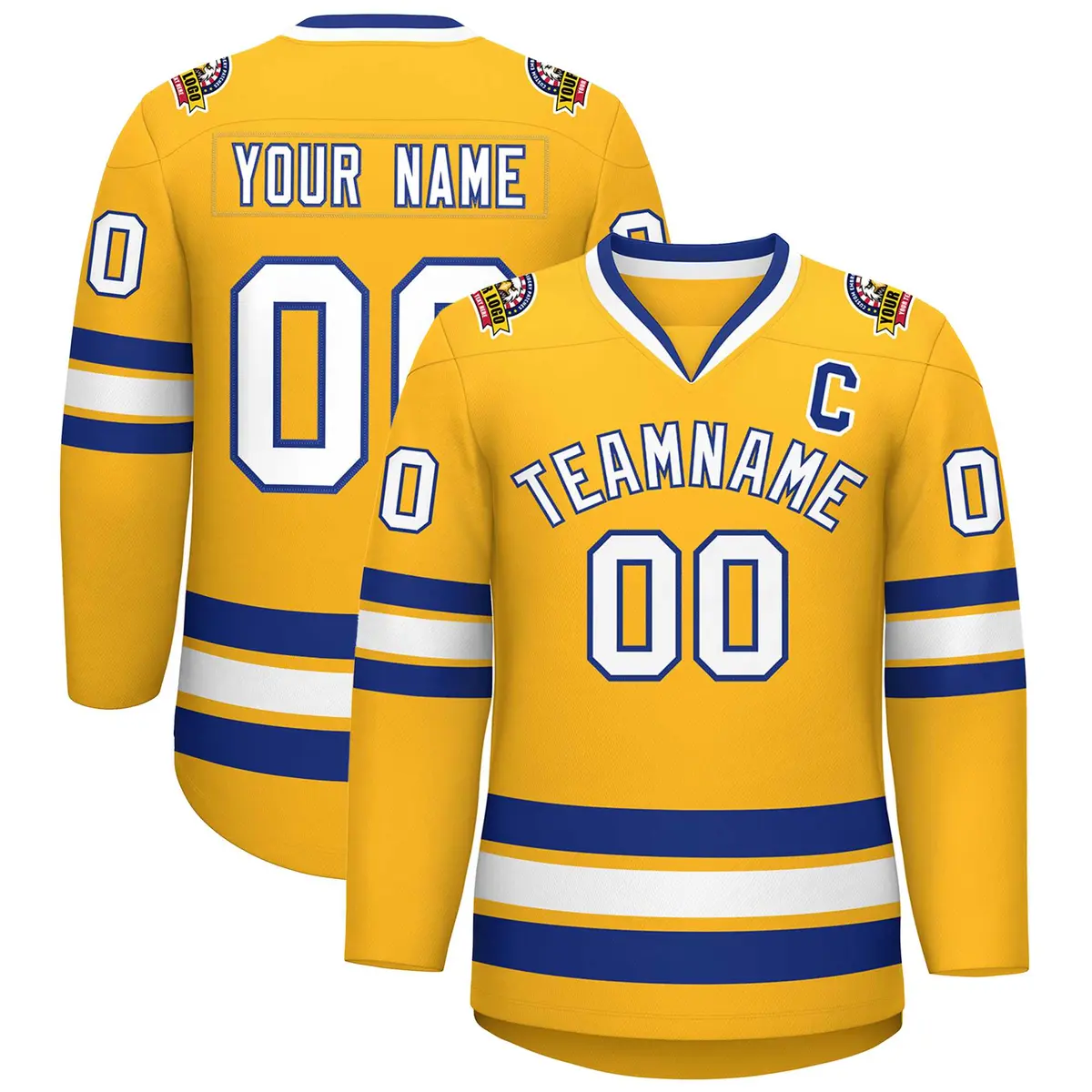 Gold White-Royal Classic Hockey Jersey