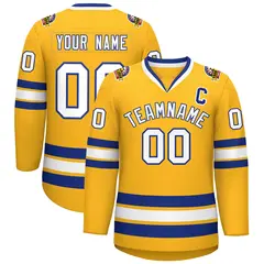 Gold White-Royal Classic Hockey Jersey 1