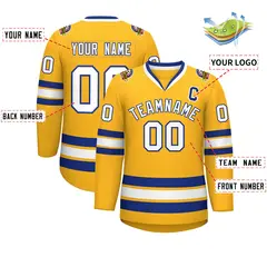 Gold White-Royal Classic Hockey Jersey 2
