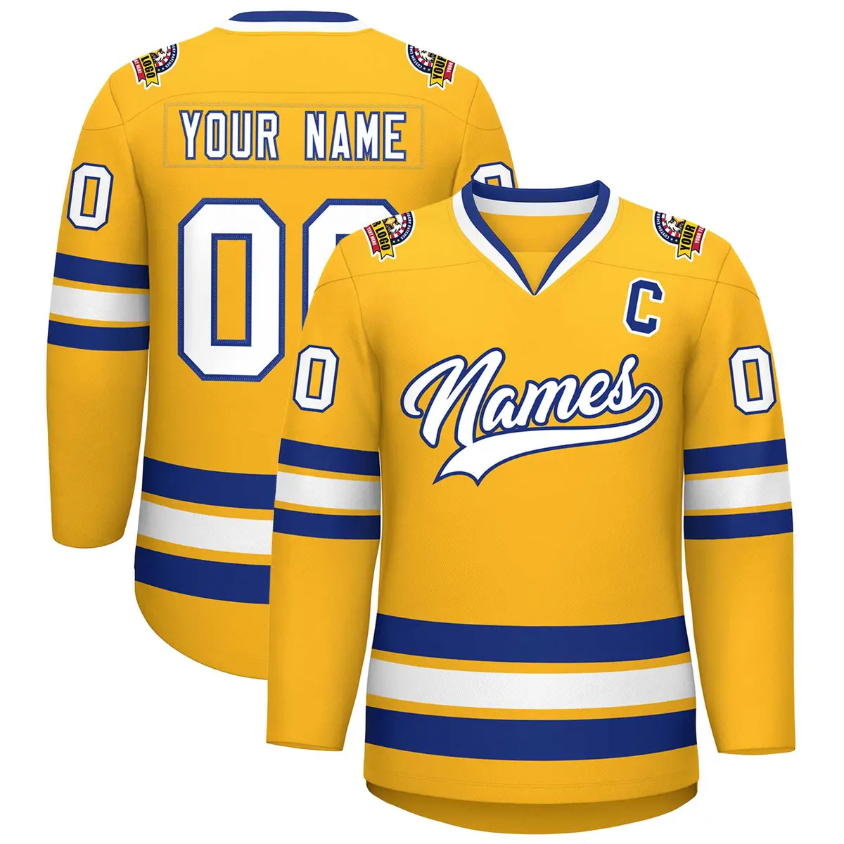 Gold White-Royal Classic Hockey Jersey