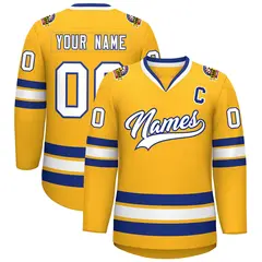 Gold White-Royal Classic Hockey Jersey
