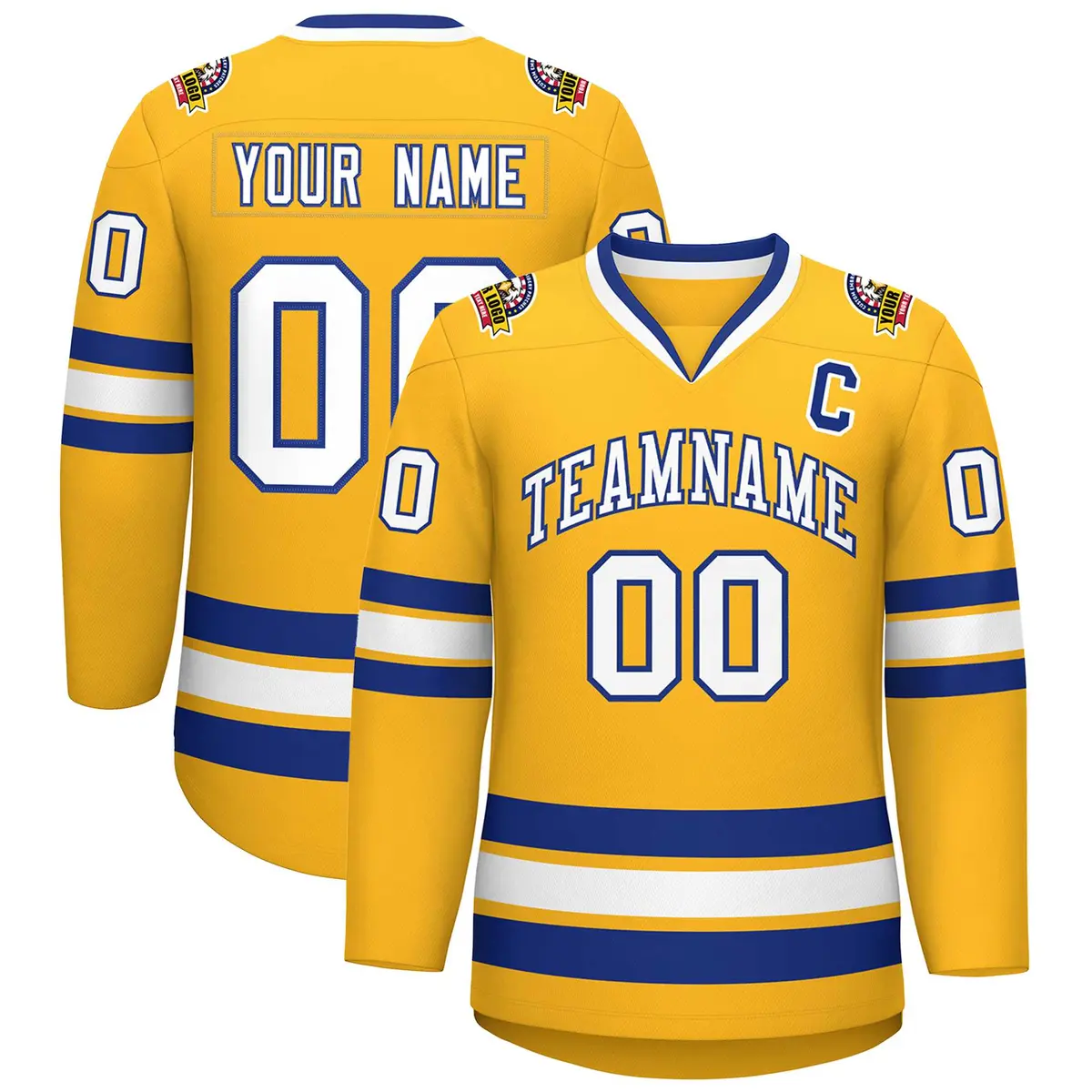 Gold White-Royal Classic Hockey Jersey