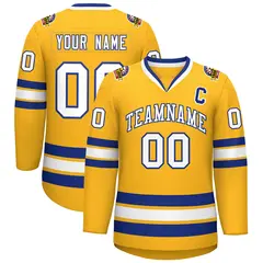 Gold White-Royal Classic Hockey Jersey 1