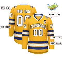 Gold White-Royal Classic Hockey Jersey 2