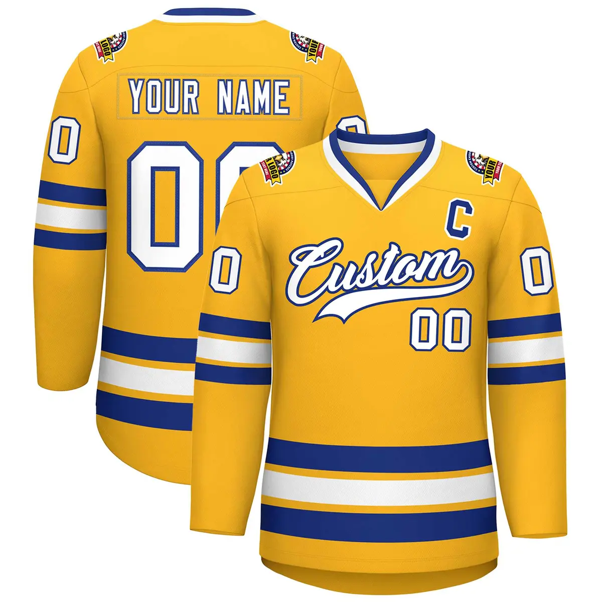 Gold White-Royal Classic Hockey Jersey