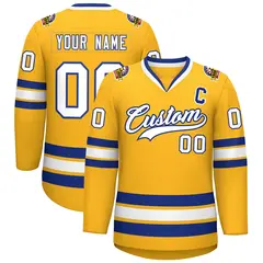 Gold White-Royal Classic Hockey Jersey 1