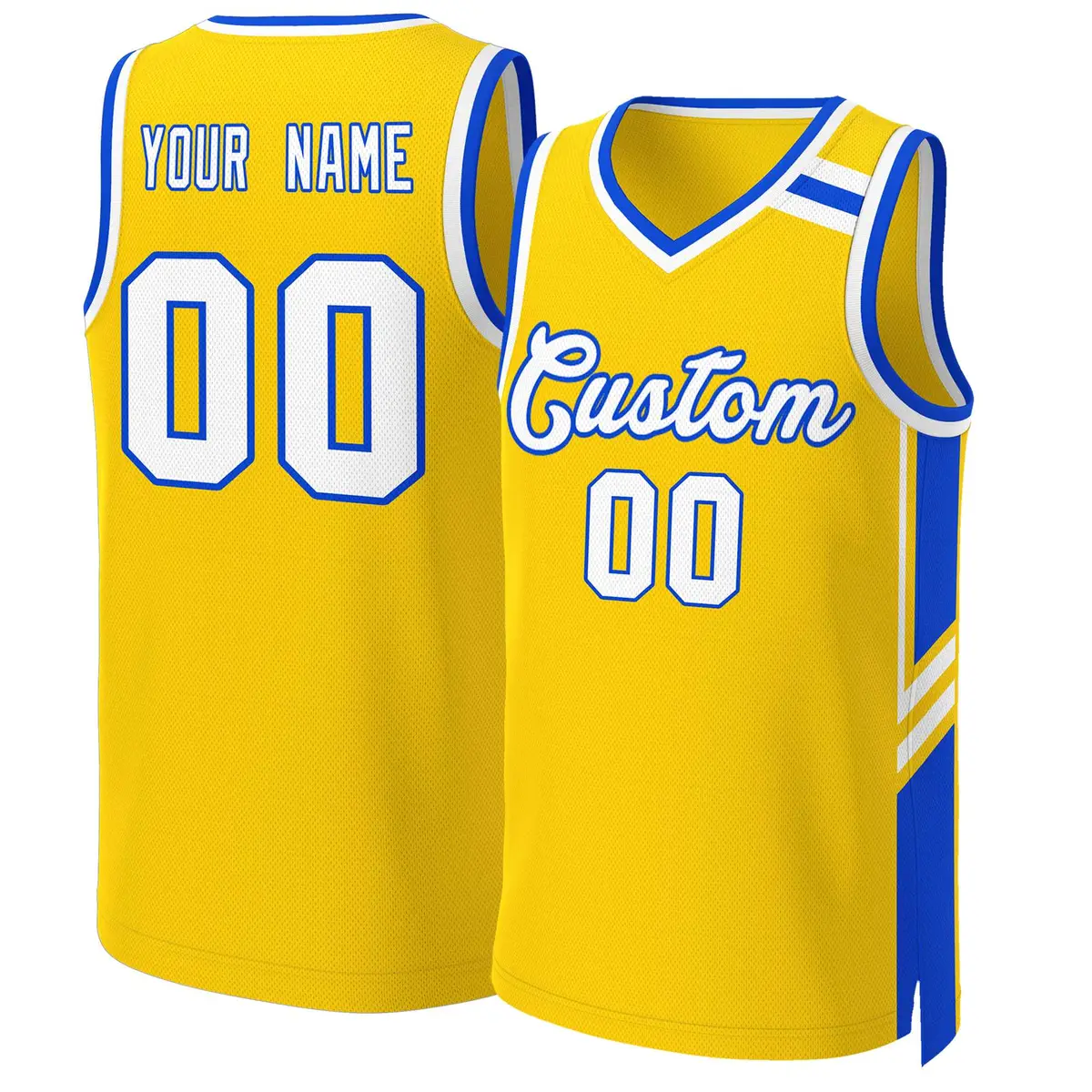 Gold White Royal Classic Mesh Basketball Jersey