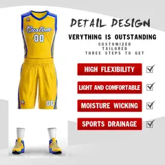 Gold White-Royal Classic Mesh Basketball Jersey 2