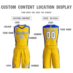 Gold White-Royal Classic Mesh Basketball Jersey 3
