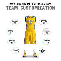 Gold White-Royal Classic Mesh Basketball Jersey 4