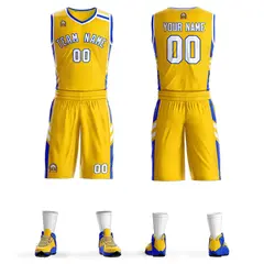 Gold White Royal Classic Mesh Basketball Jersey Sets