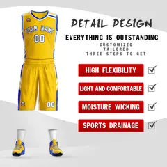 Gold White Royal Classic Mesh Basketball Jersey Sets 2