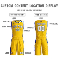 Gold White Royal Classic Mesh Basketball Jersey Sets 3