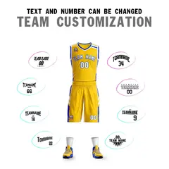 Gold White Royal Classic Mesh Basketball Jersey Sets 4
