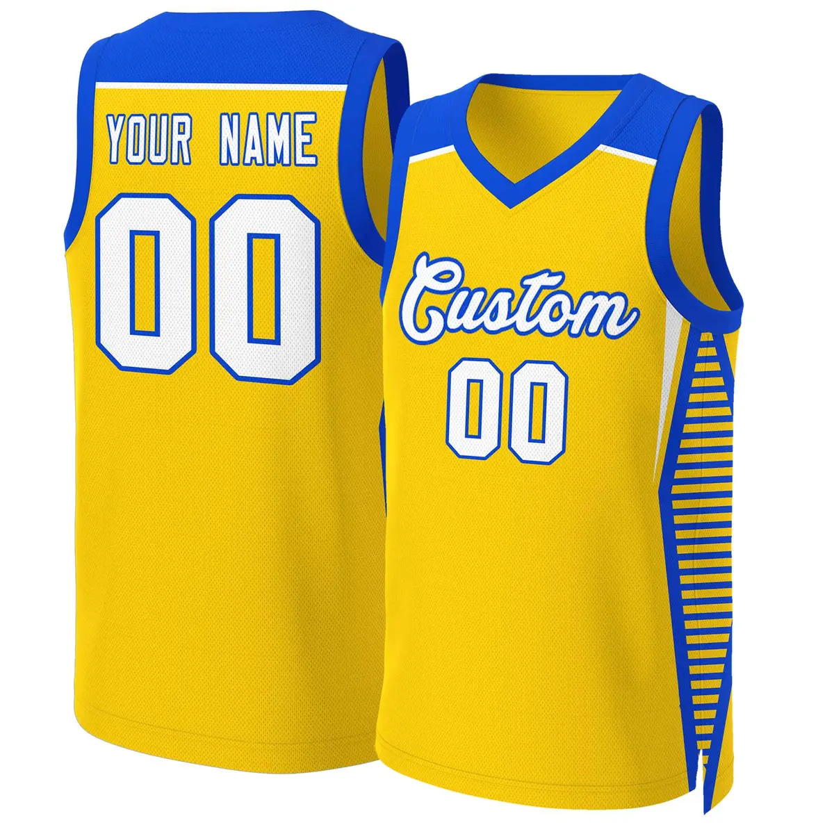 Gold White-Royal Classic Mesh Basketball Jersey Tops