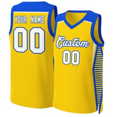 Gold White-Royal Classic Mesh Basketball Jersey Tops