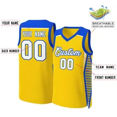 Gold White-Royal Classic Mesh Basketball Jersey Tops 2