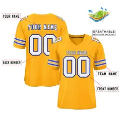 Gold White-Royal Classic Style Authentic Football Jersey 2
