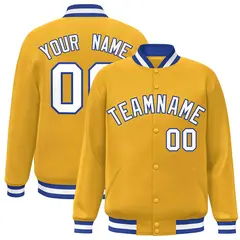 Gold White-Royal Classic Varsity Full-Snap Letterman Jacket 1