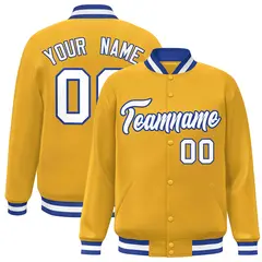 Gold White-Royal Classic Varsity Full-Snap Letterman Jacket 1