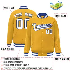 Gold White-Royal Classic Varsity Full-Snap Letterman Jacket 2