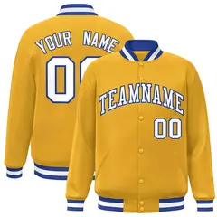 Gold White-Royal Classic Varsity Full-Snap Letterman Jacket 1