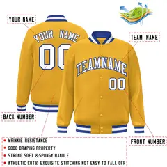 Gold White-Royal Classic Varsity Full-Snap Letterman Jacket 2