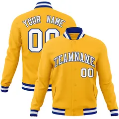 Gold White-Royal Classic Varsity Full-Snap Letterman Jacket 1