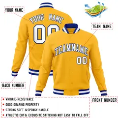 Gold White-Royal Classic Varsity Full-Snap Letterman Jacket 4
