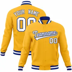 Gold White-Royal Classic Varsity Full-Snap Letterman Jacket 1