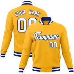 Gold White-Royal Classic Varsity Full-Snap Letterman Jacket 1