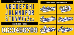 Gold White-Royal Stripe Raglan Sleeves Baseball Jersey 3