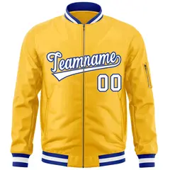 Gold White-Royal Varsity Full-Zip Letterman Bomber Jacket 3