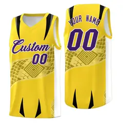 Gold White Snake Scale Venomous Fang Graffiti Basketball Jersey 1