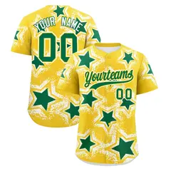 Gold White Star Graffiti Baseball Jersey 1