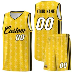 Gold White Star Graffiti Sports Uniform Basketball Jersey 1