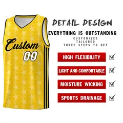 Gold White Star Graffiti Sports Uniform Basketball Jersey 2
