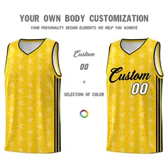 Gold White Star Graffiti Sports Uniform Basketball Jersey 3