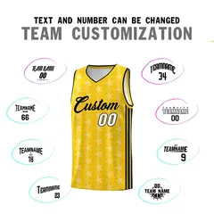 Gold White Star Graffiti Sports Uniform Basketball Jersey 4