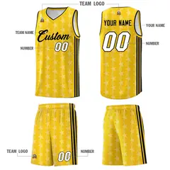 Gold White Star Graffiti Sports Uniform Basketball Jersey 5