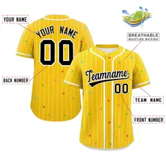 Gold White Star Pattern Stripe Authentic Baseball Jersey 2