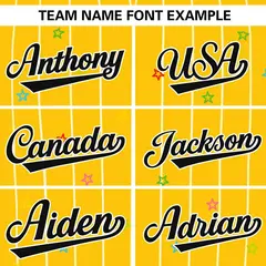 Gold White Star Pattern Stripe Authentic Baseball Jersey 3