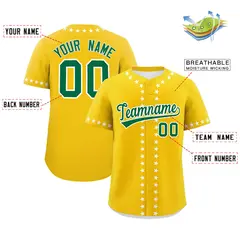 Gold White Star Ribbing Authentic Baseball Jersey 2