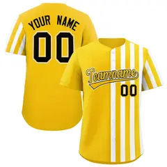 Gold White Thick Stripe Authentic Baseball Jersey