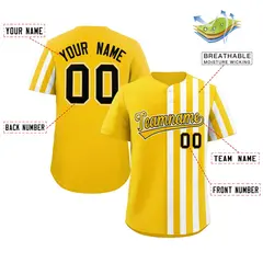 Gold White Thick Stripe Authentic Baseball Jersey 2